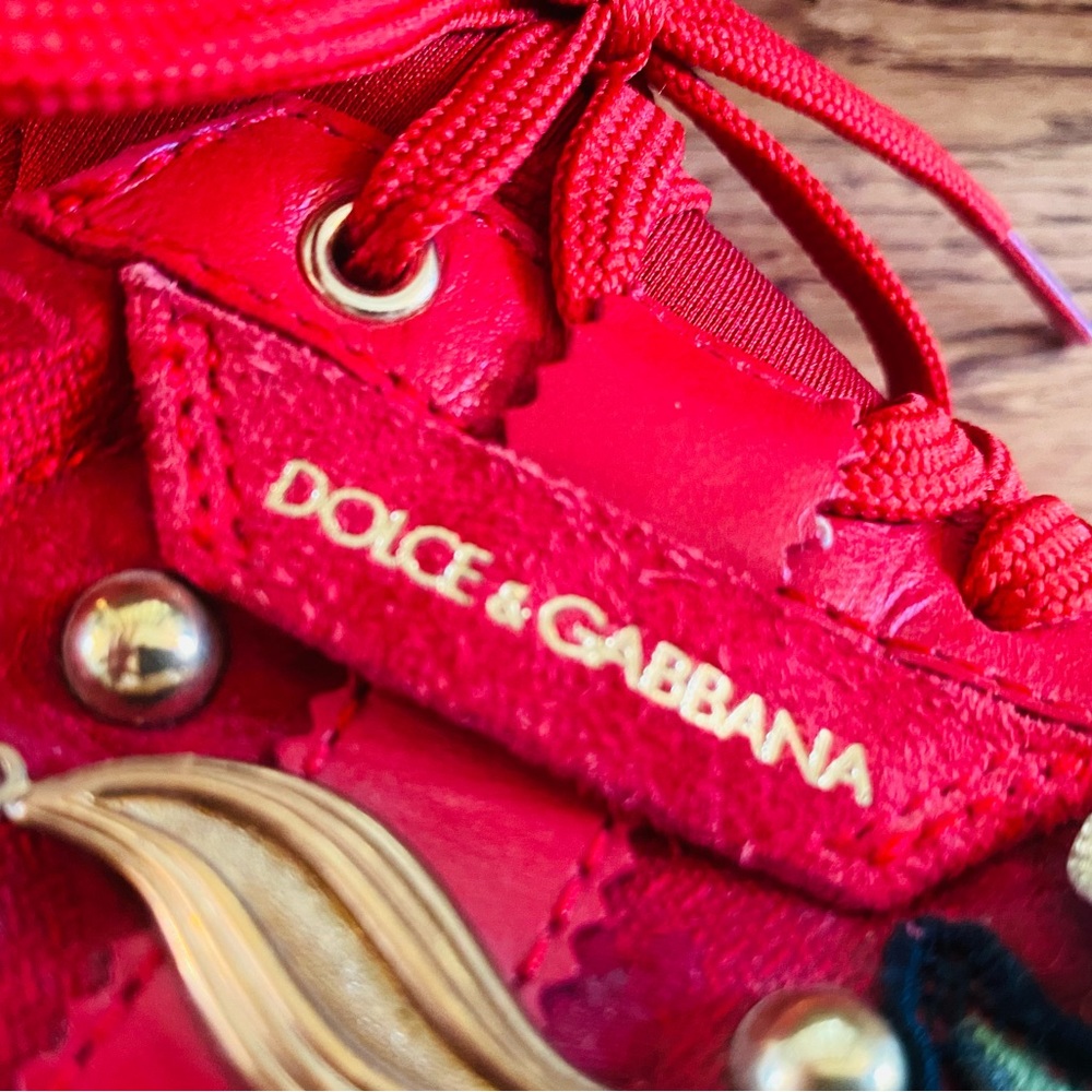 Dolce & Gabbana Red Sneakers with Gold Accents